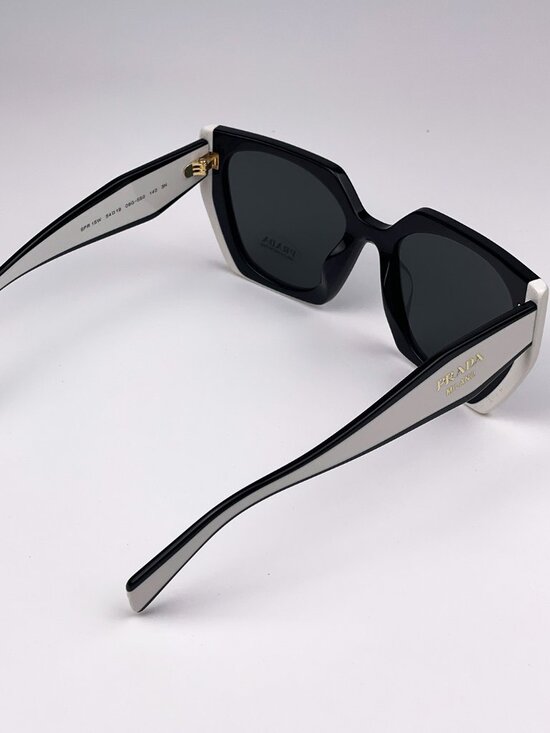 Prada PR15WS 09Q5S0 Sunglasses Black White Gray Cat Eye Women main image 4